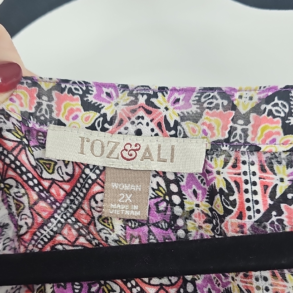 Roz & Ali Purple Multi-Pattern Peasant Blouse - Picture 6 of 8